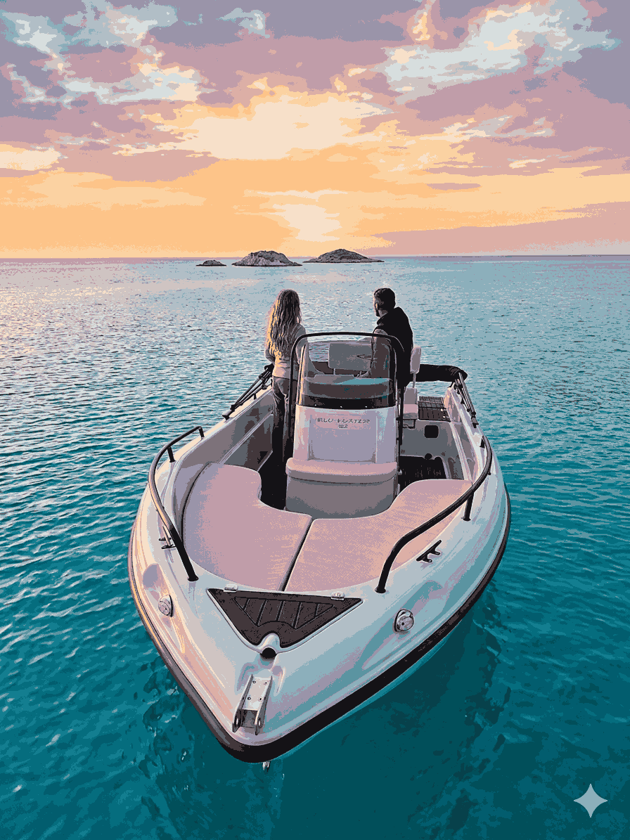 Poseidon boat rental at Platana Beach
